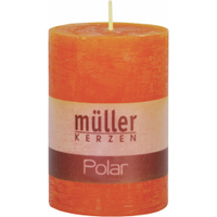 Müller Kerzen Polar Stumpenkerzen 100/68 mm,  Raureif-Effekt 5461007261,  1 Packung = 4 Stück,  mandarin