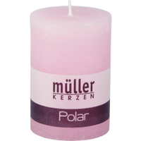 Müller Kerzen Polar Stumpenkerzen 100/68 mm,  Raureif-Effekt 5461007264,  1 Packung = 4 Stück,  malve