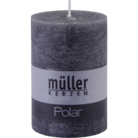 Müller Kerzen Polar Stumpenkerzen 100/68 mm,  Raureif-Effekt 5461007289,  1 Packung = 4 Stück,  asphalt