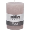 Müller Kerzen Polar Stumpenkerzen 100/68 mm,  Raureif-Effekt 546100728G,  1 Packung = 4 Stück,  naturgrau