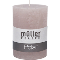 Müller Kerzen Polar Stumpenkerzen 100/68 mm,  Raureif-Effekt 546100728G,  1 Packung = 4 Stück,  naturgrau