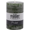 Müller Kerzen Polar Stumpenkerzen 100/68 mm,  Raureif-Effekt 54610072DM,  1 Packung = 4 Stück,  dunkelgrün