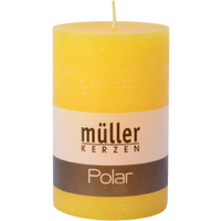Müller Kerzen Polar Stumpenkerzen 120/78mm,  Raureif-Effekt 5461207826,  1 Packung = 4 Stück,  gelb