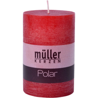 Müller Kerzen Polar Stumpenkerzen 120/78mm,  Raureif-Effekt 5461207844,  1 Packung = 4 Stück,  rot