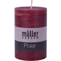 Müller Kerzen Polar Stumpenkerzen 120/78mm,  Raureif-Effekt 5461207847,  1 Packung = 4 Stück,  weinrot
