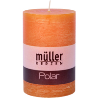 Müller Kerzen Polar Stumpenkerzen 120/78mm,  Raureif-Effekt 5461207861,  1 Packung = 4 Stück,  mandarin