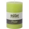 Müller Kerzen Polar Stumpenkerzen 120/78mm,  Raureif-Effekt 5461207876,  1 Packung = 4 Stück,  maigrün