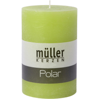 Müller Kerzen Polar Stumpenkerzen 120/78mm,  Raureif-Effekt 5461207876,  1 Packung = 4 Stück,  maigrün