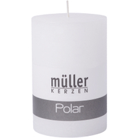 Müller Kerzen Polar Stumpenkerzen 120/78mm,  Raureif-Effekt 5461207882,  1 Packung = 4 Stück,  weiss