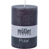 Müller Kerzen Polar Stumpenkerzen 120/78mm,  Raureif-Effekt 5461207889,  1 Packung = 4 Stück,  asphalt
