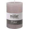 Müller Kerzen Polar Stumpenkerzen 120/78mm,  Raureif-Effekt 546120788G,  1 Packung = 4 Stück,  naturgrau