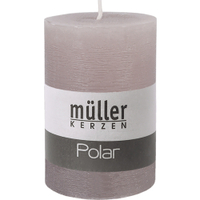 Müller Kerzen Polar Stumpenkerzen 120/78mm,  Raureif-Effekt 546120788G,  1 Packung = 4 Stück,  naturgrau