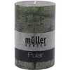 Müller Kerzen Polar Stumpenkerzen 120/78mm,  Raureif-Effekt 54612078DM,  1 Packung = 4 Stück,  dunkelgrün