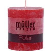 Müller Kerzen Polar Stumpenkerzen 75/68 mm,  Raureif-Effekt 5460766844,  1 Packung = 4 Stück,  rot