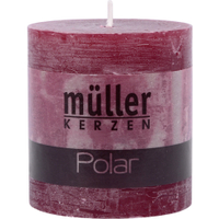 Müller Kerzen Polar Stumpenkerzen 75/68 mm,  Raureif-Effekt 5460766847,  1 Packung = 4 Stück,  weinrot