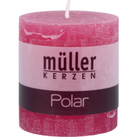 Müller Kerzen Polar Stumpenkerzen 75/68 mm,  Raureif-Effekt 5460766851,  1 Packung = 4 Stück,  fraise