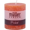 Müller Kerzen Polar Stumpenkerzen 75/68 mm,  Raureif-Effekt 5460766861,  1 Packung = 4 Stück,  mandarin