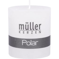 Müller Kerzen Polar Stumpenkerzen 75/68 mm,  Raureif-Effekt 5460766882,  1 Packung = 4 Stück,  weiss