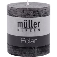 Müller Kerzen Polar Stumpenkerzen 75/68 mm,  Raureif-Effekt 5460766889,  1 Packung = 4 Stück,  asphalt
