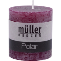Müller Kerzen Polar Stumpenkerzen 75/68 mm,  Raureif-Effekt 54607668BE,  1 Packung = 4 Stück,  beere