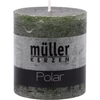 Müller Kerzen Polar Stumpenkerzen 75/68 mm,  Raureif-Effekt 54607668DM,  1 Packung = 4 Stück,  dunkelgrün