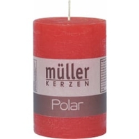 Müller Kerzen Polar Stumpenkerzen 90/58 mm,  Raureif-Effekt 5460906244,  1 Packung = 6 Stück,  rot