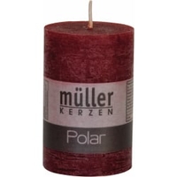 Müller Kerzen Polar Stumpenkerzen 90/58 mm,  Raureif-Effekt 5460906247,  1 Packung = 6 Stück,  weinrot