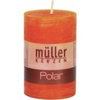Müller Kerzen Polar Stumpenkerzen 90/58 mm,  Raureif-Effekt 5460906261,  1 Packung = 6 Stück,  mandarin