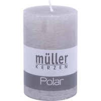 Müller Kerzen Polar Stumpenkerzen 90/58 mm,  Raureif-Effekt 5460906281,  1 Packung = 6 Stück,  schiefer