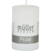 Müller Kerzen Polar Stumpenkerzen 90/58 mm,  Raureif-Effekt 5460906282,  1 Packung = 6 Stück,  weiss