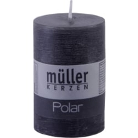 Müller Kerzen Polar Stumpenkerzen 90/58 mm,  Raureif-Effekt 5460906289,  1 Packung = 6 Stück,  asphalt