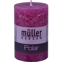 Müller Kerzen Polar Stumpenkerzen 90/58 mm,  Raureif-Effekt 54609062BE,  1 Packung = 6 Stück,  beere