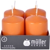 Müller Kerzen Stumpenkerze BSS,  mandarin 2400624861,  1 Packung = 4 Stück,  (Ø x H): 48 x 62 mm