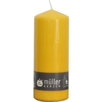 Müller Kerzen Stumpenkerze,  goldgelb 2011807037,  1 Packung = 6 Stück,  (Ø x H): 70 x 180 mm