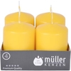 Müller Kerzen Stumpenkerze,  goldgelb 2400624837,  1 Packung = 4 Stück,  (Ø x H): 48 x 62 mm
