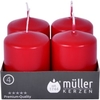Müller Kerzen Stumpenkerze,  karminrot 2400624891,  1 Packung = 4 Stück,  (Ø x H): 48 x 62 mm