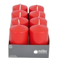Müller Kerzen Stumpenkerze,  karminrot 2481107091,  1 Packung = 8 Stück,  (Ø x H): 68 x 110 mm