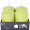 Müller Kerzen Stumpenkerze,  maigrün 2400624876,  1 Packung = 4 Stück,  (Ø x H): 48 x 62 mm