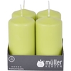 Müller Kerzen Stumpenkerze,  maigrün 2400904876,  1 Packung = 4 Stück,  (Ø x H): 48 x 90 mm