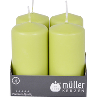 Müller Kerzen Stumpenkerze,  maigrün 2400904876,  1 Packung = 4 Stück,  (Ø x H): 48 x 90 mm