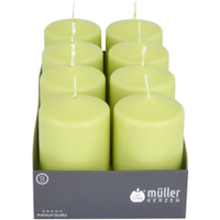 Müller Kerzen Stumpenkerze,  maigrün 2481107076,  1 Packung = 8 Stück,  (Ø x H): 68 x 110 mm