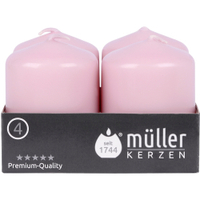 Müller Kerzen Stumpenkerze,  rosa 24006248cw,  1 Packung = 4 Stück,  (Ø x H): 48 x 62 mm