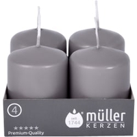 Müller Kerzen Stumpenkerze,  schiefer 2400624881,  1 Packung = 4 Stück,  (Ø x H): 48 x 62 mm