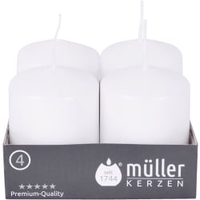 Müller Kerzen Stumpenkerze,  weiß 2400624882,  1 Packung = 4 Stück,  (Ø x H): 48 x 62 mm