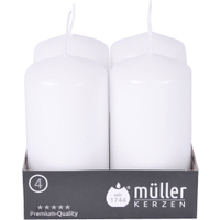 Müller Kerzen Stumpenkerze,  weiß 2400904882,  1 Packung = 4 Stück,  (Ø x H): 48 x 90 mm