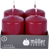 Müller Kerzen Stumpenkerze,  weinrot 2400624847,  1 Packung = 4 Stück,  (Ø x H): 48 x 62 mm