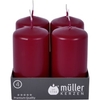 Müller Kerzen Stumpenkerze,  weinrot 2400904847,  1 Packung = 4 Stück,  (Ø x H): 48 x 90 mm