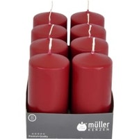 Müller Kerzen Stumpenkerze,  weinrot 2481206047,  1 Packung = 8 Stück,  (Ø x H): 57 x 120 mm