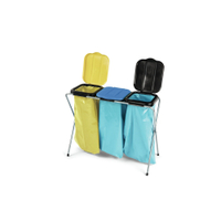 Müllsackständer mit Metallbeinen 00005989,  3-fach,  Kunststoffdeckel gelb,  blau,  schwarz