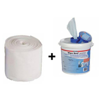 Multiplex Wipes Rolle RD 100% PET & Spendereimer 11840-00 + 60997-00,  1 Karton = 6 Rollen à 100 Tücher + 1 Spendereimer